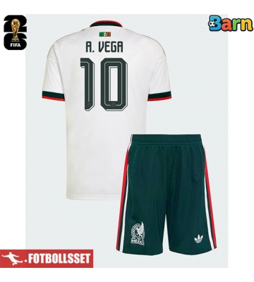 Mexiko Alexis Vega #10 Bortatröja Barn VM 2026 Kortärmad (+ Korta byxor)
